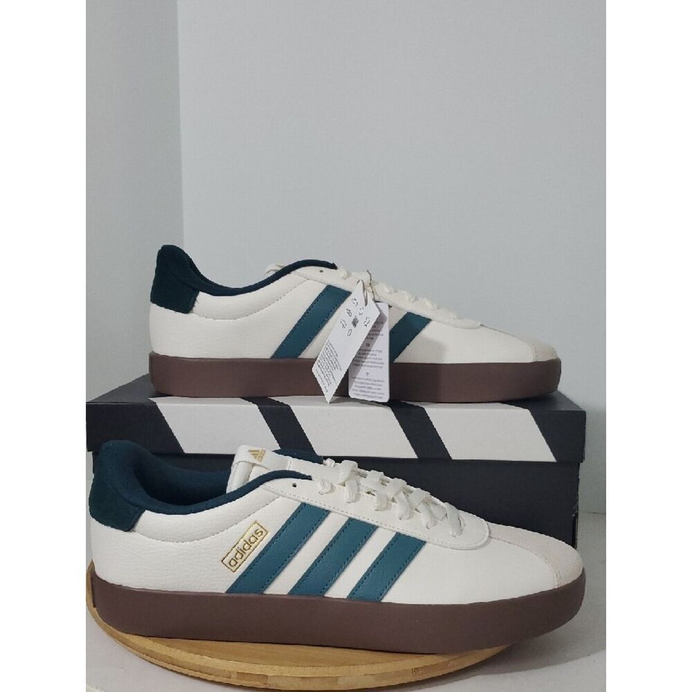 adidas VL Court 3.0 Men's Sneakers White/Teal Gum Sole Size 12 NIB